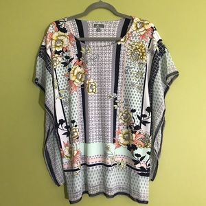 JM COLLECTIONS FLORAL PRINT TUNIC